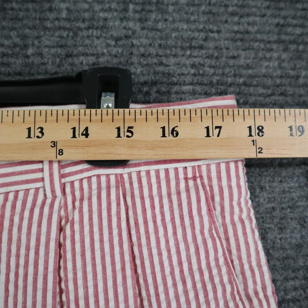 Louis Raphael Rosso Pants Mens 34x33 Red White Seersucker Striped Pleated Summer